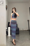 SWAYING/KNIT Gradient Strapless Halter Top SW23SS1T37 Gradient Blue PS61